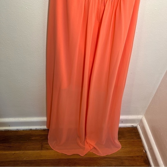 David’s Bridal Strapless High Low Dress with Front Detail Coral Reef - Picture 9 of 12